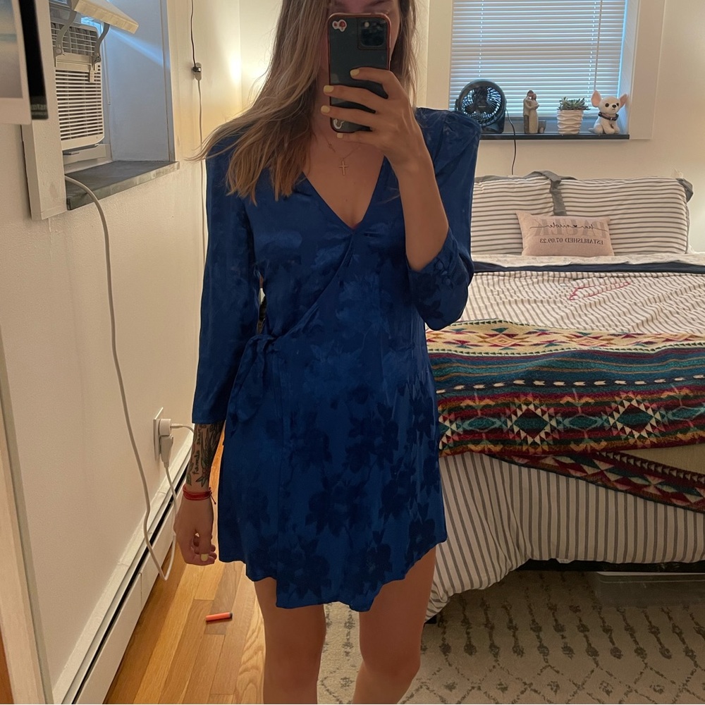 Revolve Majorelle Blue Wrap Mini Dress NWT